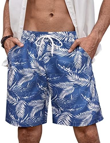 COOFANDY Men’s Hawaiian Flower Beach Shorts Casual Lightweight Drawstring Shorts