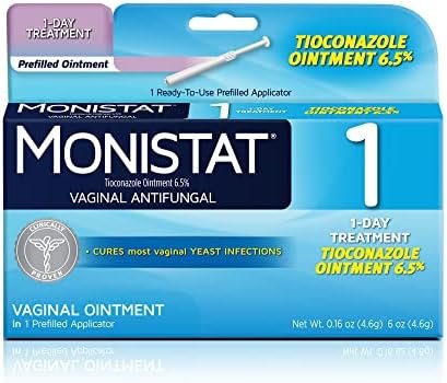 Monistat 1 Day Yeast Infection Treatment for Women, 1 Prefilled Tioconazole Ointment Applicator, 1 Pack