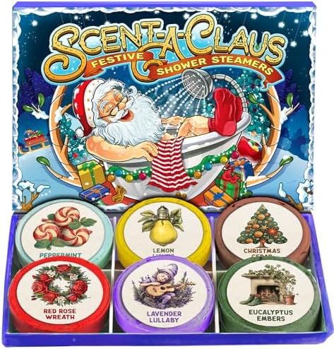 Shower Steamers Christmas Stocking Stuffers for Women – Scent-A-Claus Christmas Gifts Box – Set of 6 Holiday Theme Flavors. Mom Gifts for Her 2023. White Elephant Wife Girlfriend Teen Girls Teenagers