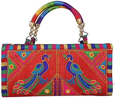 Craft Trade Clutch Bags for Women – Rajasthani Hand Embroidered Mini Crossbody Bag Women’s Cluches for Wedding Party Gifts