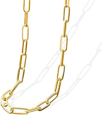 Qurvoo Necklaces For Women Fashion Gifts Men Link Chain Necklace with Paperclip Lobster Clasp Chain