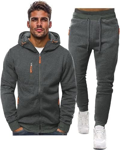 Hakjay Sweatsuits for Men 2 Piece Hoodie Men’s Jogging Tracksuit Set Casual Athletic Long Sleeve Outfit Pullover Suit Set