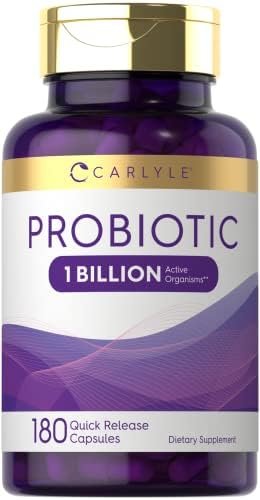 Carlyle Probiotic for Women & Men’s Digestive Health | 1 Billion CFU | 180 Quick Release Capsules | 1 Lactobacillus Pill a Day | Non-GMO & Gluten Free