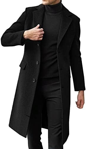 Ymosrh Men’s Trench Coat Oversized Notched Long Jacket Coat Single Breasted Lapel Winter Coat Double, XL-4XL