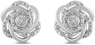 Amazon Essentials Sterling Silver Diamond 7 Stones Cluster Flower Stud Earrings (previously Amazon Collection)