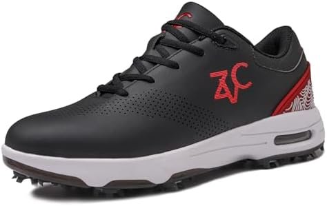 ZVC Golf Shoes Men with Spikes Non-Slip Water-Resistant Lightweight Breathable Professional Spiked Footwear Outdoor