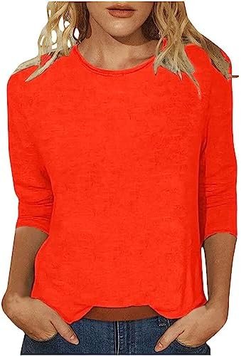 eguiwyn Womens Tops 2024 Casual 3/4 Sleeve Shirts Valentine’s Day Love Print Loose Fit Tops Crewneck Stretch Going Out Blouse