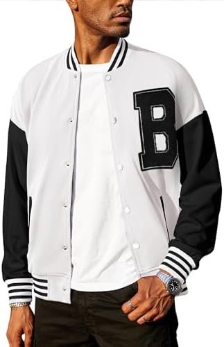 COOFANDY Men’s Varsity Jacket Regular Fit Casual Letterman Baseball Bomber Jackets