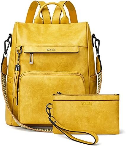 Shrrie Backpack Purse for Women PU Leather Anti-Theft Travel Backpack Purse Fashion Ladies Shoulder Bag with Tassel