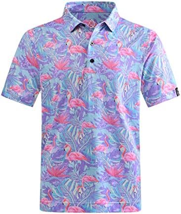 DEOLAX Mens Golf Shirts Fashion Hawaiian Performance Moisture Wicking Dry Fit Mens Polo Shirts Short Sleeve