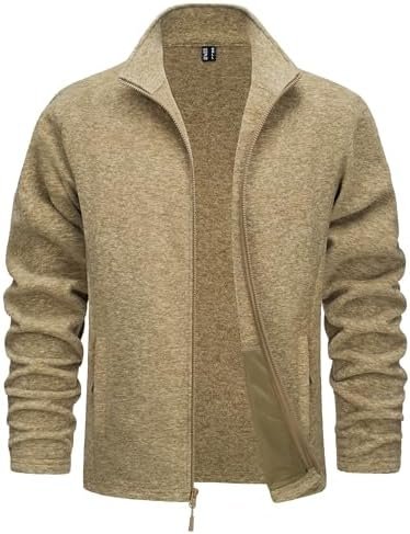 TACVASEN Men’s Fleece Jackets Full Zip Lightweight Jacket Casual Soft Warm Coats with Pockets