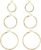 Big Gold Hoop Earrings for Women Hypoallergenic 925 Sterling Silver Post Thin Loop 14K Gold Plated Hoop Earrings Set for Girls, 3 Pairs