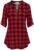 Ninedaily Women’s 3/4 Sleeve Plaid Shirts Zip Floral Casual Tunic Blouse Tops