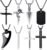 MAIBAOTA 8 Pcs Necklace for Men, Mens Necklaces Jewelry Set, Black and Silver Stainless Steel Necklace, Cross Pendant Necklace, 16-24 inches Chain