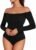 MANGOPOP Off The Shoulder Long Sleeve Short Sleeve Bodysuit for Women