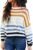 ZESICA Women’s 2023 Fall Long Sleeve Crew Neck Striped Color Block Casual Loose Knitted Pullover Sweater Tops